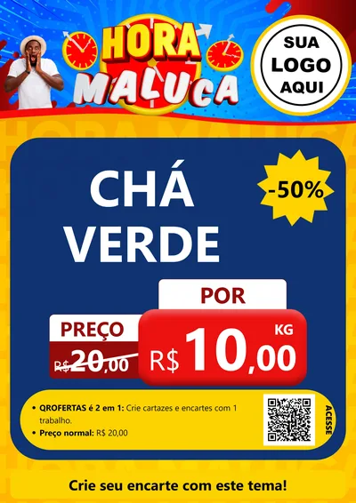 Modelo de Cartaz para Cartaz A4 Vertical com o tema Hora Maluca para Produtos Naturais