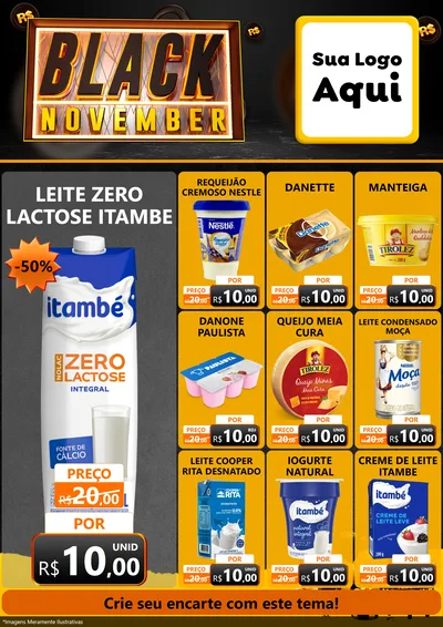 Modelo de Encarte para Encarte A4 Vertical com o tema Black November para Frios e Laticínios