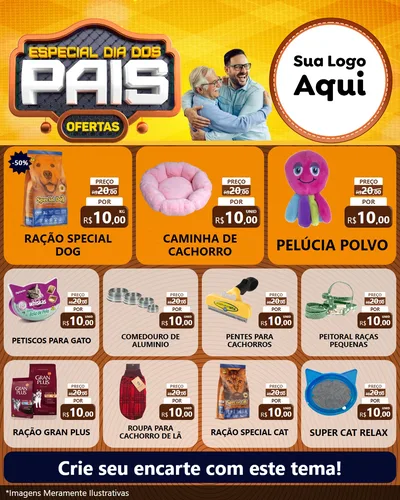 Modelo de Rede Social para Feed Instagram com o tema Especial Dia dos Pais para Pet Shop