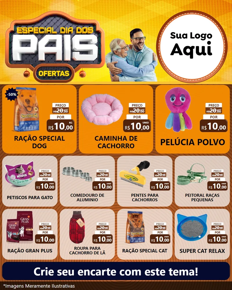 Modelo de Rede Social para Feed Instagram com o tema Especial Dia dos Pais para Pet Shop