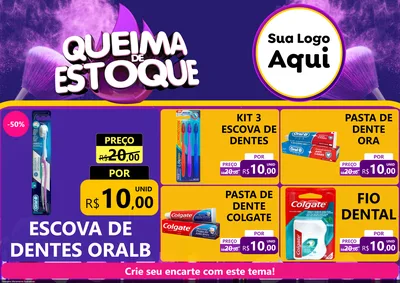 Modelo de Encarte para Encarte A4 Horizontal com o tema Queima de Estoque para Higiene Pessoal