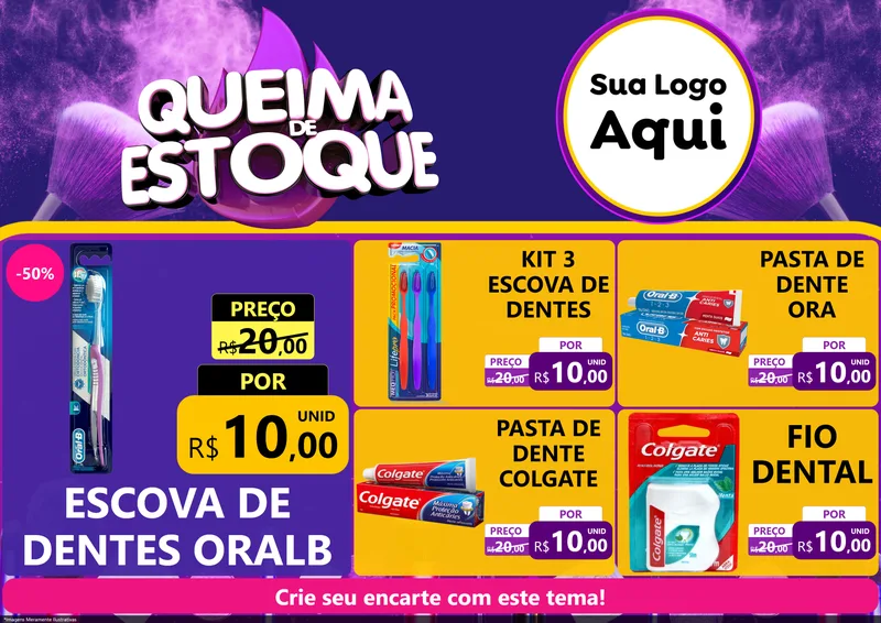 Modelo de Encarte para Encarte A4 Horizontal com o tema Queima de Estoque para Higiene Pessoal