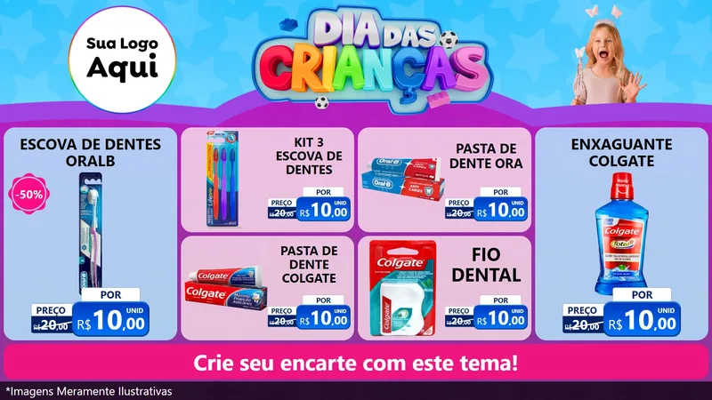 Modelo de TV para TV Horizontal com o tema Dia Das Crianças para Higiene Pessoal