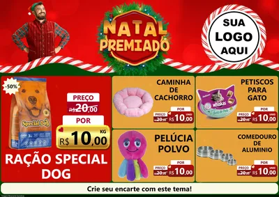 Modelo de Encarte para Encarte A4 Horizontal com o tema Natal Premiado para Pet Shop