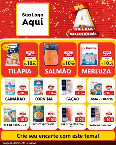 Modelo de Rede Social para Feed Instagram com o tema Dia A o Dia Mais Barato do Mês para Peixaria