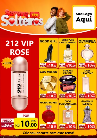 Modelo de Encarte para Encarte A4 Vertical com o tema Semana dos Solteiros para Perfumes