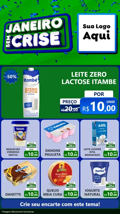 Modelo de Rede Social para Stories com o tema Janeiro Sem Crise para Frios e Laticínios