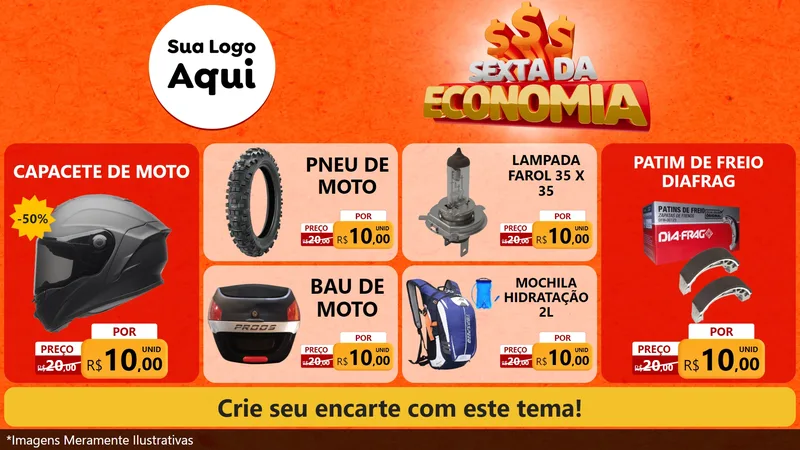 Modelo de TV para TV Horizontal com o tema Sexta da Economia para Moto peças