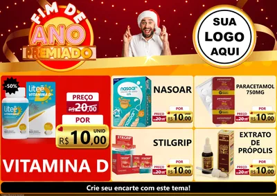 Modelo de Encarte para Encarte A4 Horizontal com o tema Fim de Ano Premiado para Farmácia