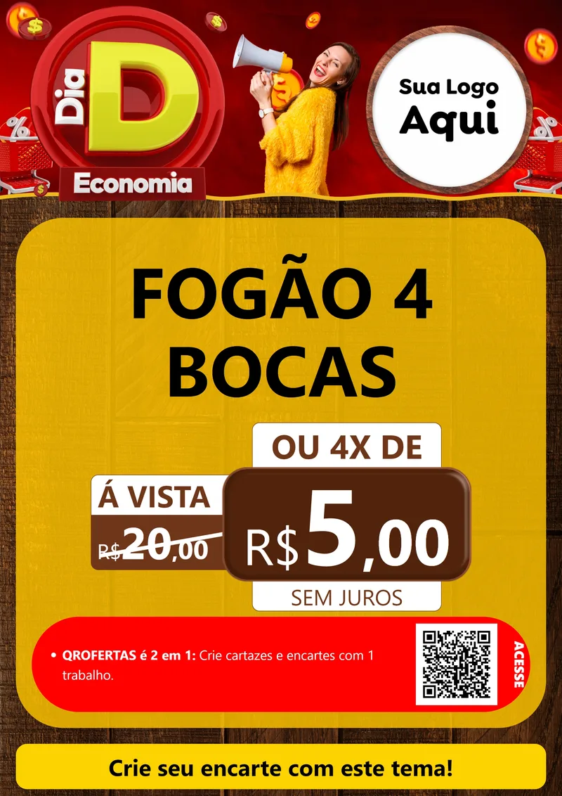 Modelo de Cartaz para Cartaz A4 Vertical com o tema Dia D Economia para Móveis e Eletro