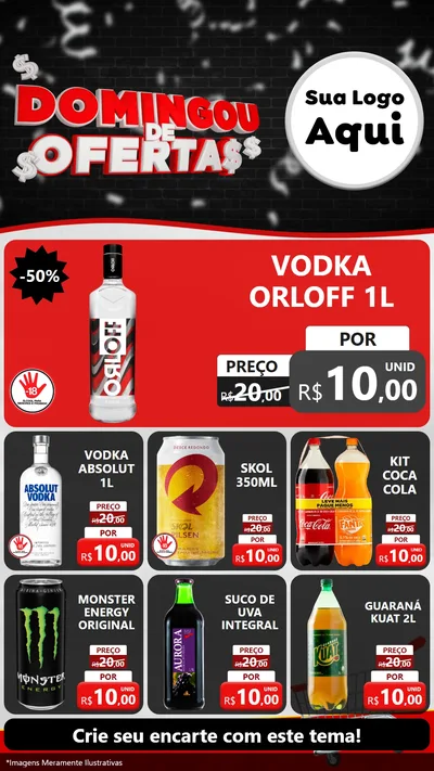 Modelo de Rede Social para Stories com o tema Domingou de Ofertas para Distribuidora de bebidas