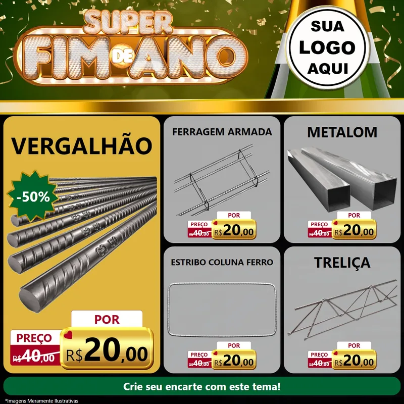 Modelo de Rede Social para Feed Facebook com o tema Super Fim de Ano para Ferragens
