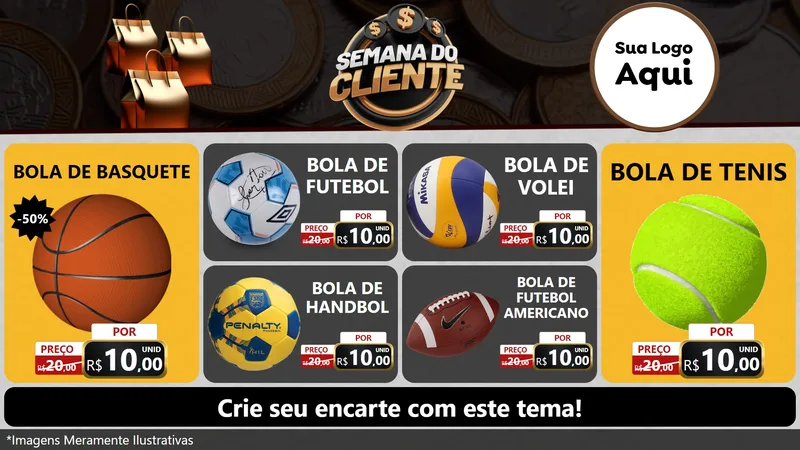 Modelo de TV para TV Horizontal com o tema Semana do Cliente para Artigos Esportivos
