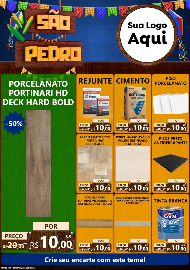 Modelo de Encarte para Encarte A4 Vertical com o tema São Pedro para Pisos e revestimentos