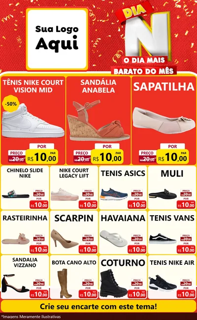 Modelo de Encarte para Encarte Grande com o tema Dia N o Dia Mais Barato do Mês para Calçados