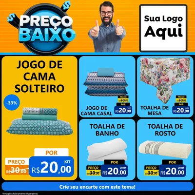 Modelo de Rede Social para Feed Facebook com o tema Preço Baixo para Cama, Mesa e Banho