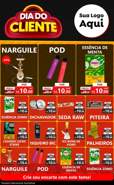 Modelo de Encarte para Encarte Grande com o tema Dia do Cliente para Tabacaria