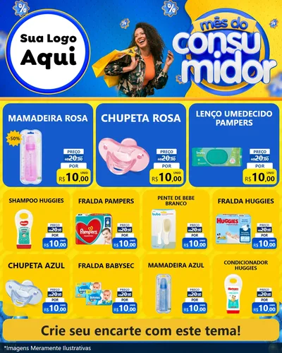 Modelo de Rede Social para Feed Instagram com o tema Mês do Consumidor para Bebês