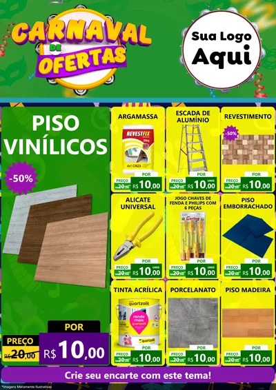 Modelo de Encarte para Encarte A4 Vertical com o tema Carnaval de Ofertas para Material para Construção