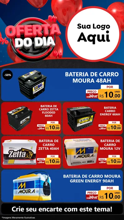 Modelo de TV para TV Vertical com o tema Oferta do Dia para Baterias Elétricas