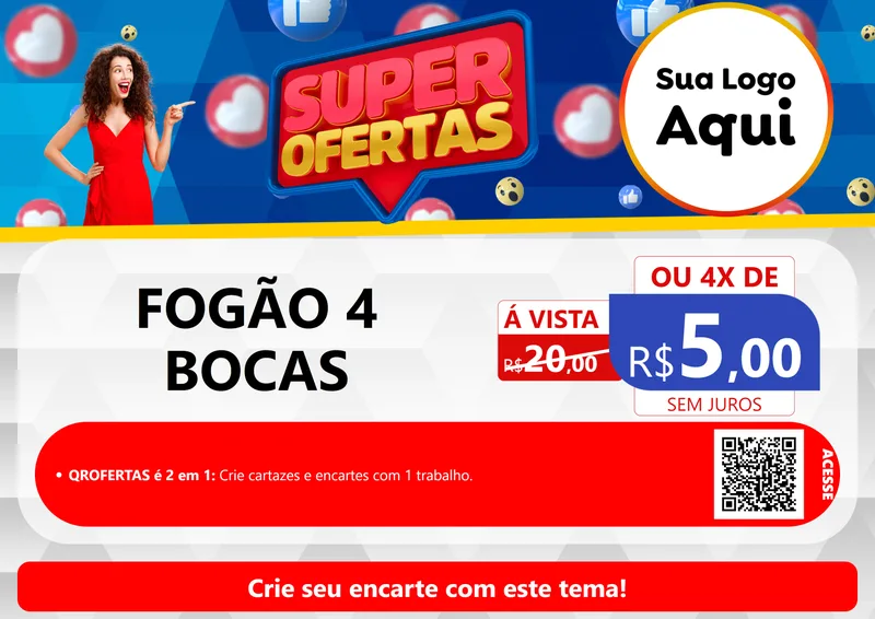 Modelo de Cartaz para Cartaz A4 Horizontal com o tema Super Ofertas para Móveis e Eletro