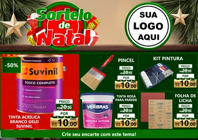 Modelo de Encarte para Encarte A4 Horizontal com o tema Sorteio de Natal para Tintas e Ferramentas