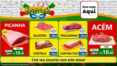 Modelo de TV para TV Horizontal com o tema Carnaval de Ofertas para Açougue