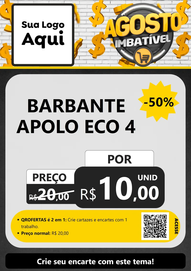 Modelo de Cartaz para Cartaz A4 Vertical com o tema Agosto imbatível para Armarinho e Aviamentos