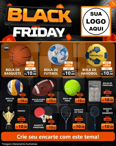 Modelo de Rede Social para Feed Instagram com o tema Black Friday para Artigos Esportivos