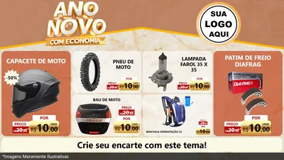 Modelo de TV para TV Horizontal com o tema Ano Novo Com Economia para Moto peças