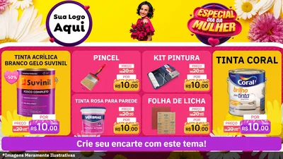 Modelo de TV para TV Horizontal com o tema Especial Dia da Mulher para Tintas e Ferramentas