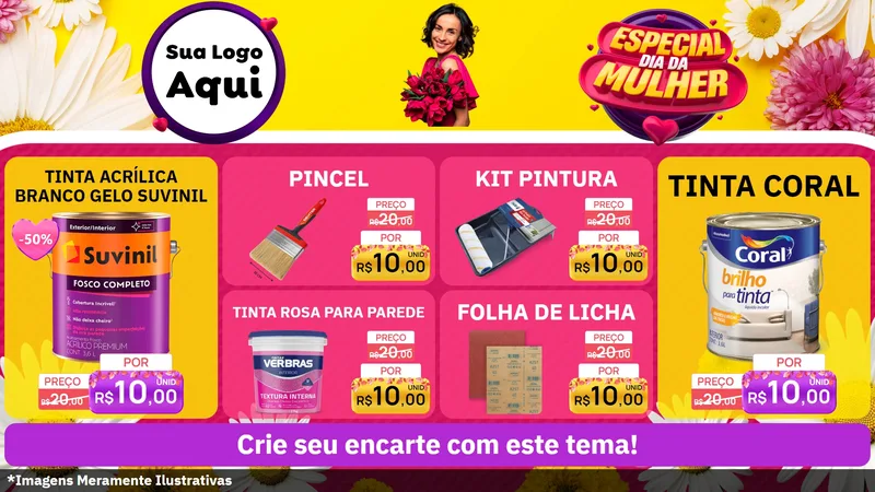 Modelo de TV para TV Horizontal com o tema Especial Dia da Mulher para Tintas e Ferramentas