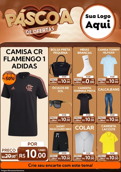 Modelo de Encarte para Encarte A4 Vertical com o tema Páscoa de Ofertas para Roupas e acessórios