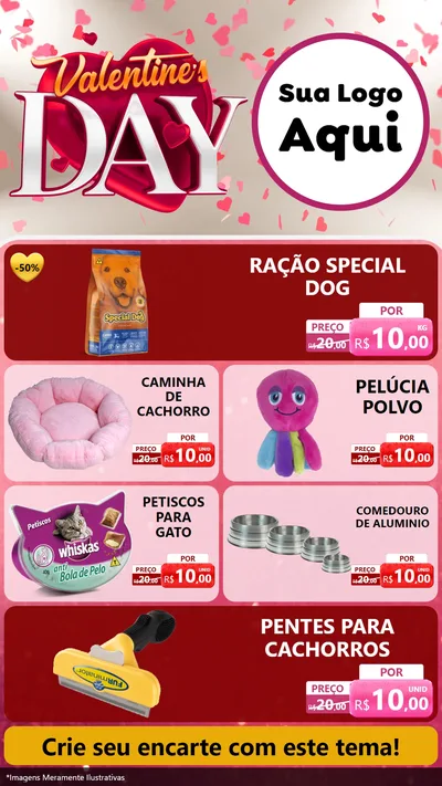 Modelo de TV para TV Vertical com o tema Valentine's Day para Pet Shop