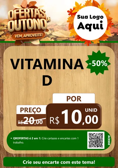 Modelo de Cartaz para Cartaz A4 Vertical com o tema Ofertas de Outono - Vem, Aproveite! para Farmácia