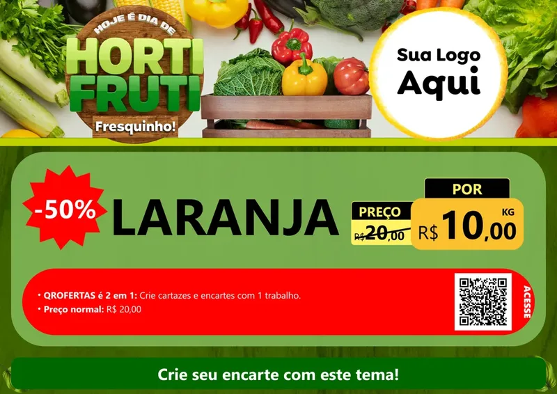 Modelo de Cartaz para Cartaz A4 Horizontal com o tema Hoje É Dia De Hortifruti para Hortifrúti