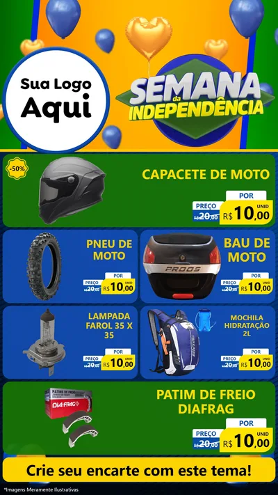 Modelo de TV para TV Vertical com o tema Semana da Independência para Moto peças