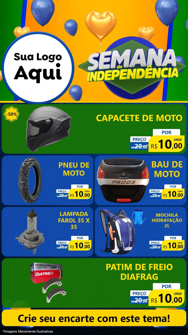 Modelo de TV para TV Vertical com o tema Semana da Independência para Moto peças