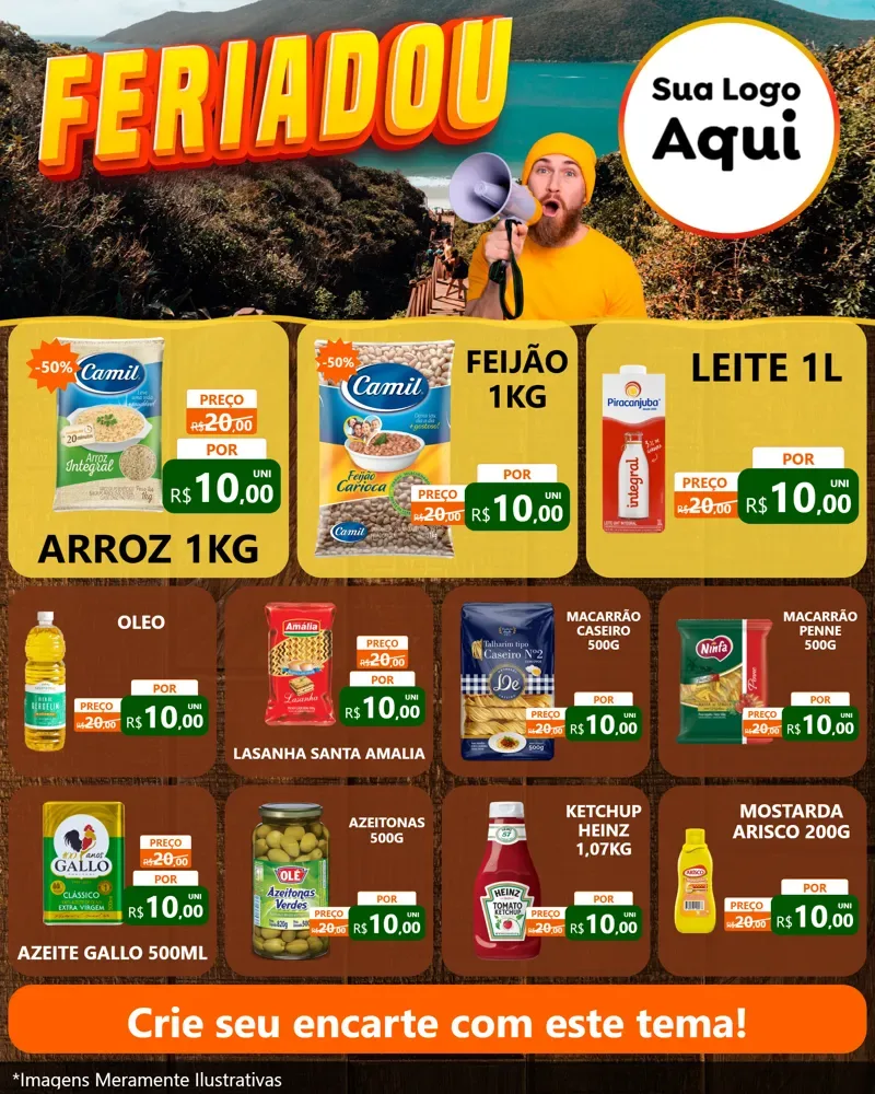 Modelo de Rede Social para Feed Instagram com o tema Feriadou para Supermercado