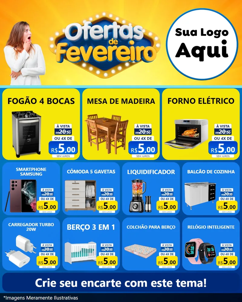 Modelo de Rede Social para Feed Instagram com o tema Ofertas de Fevereiro para Móveis e Eletro