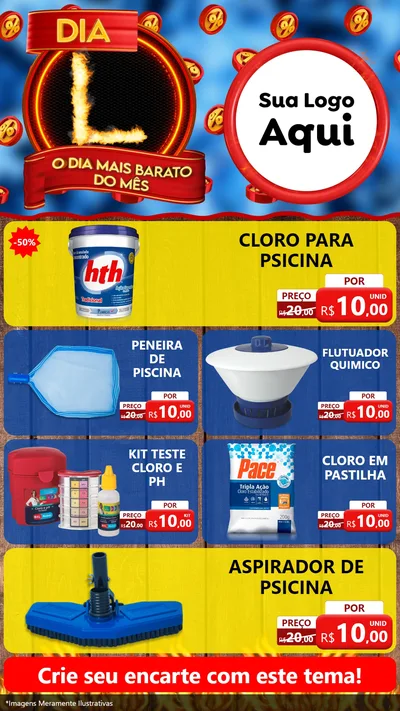 Modelo de TV para TV Vertical com o tema Dia L - O Dia Mais Barato Do Mês para Produtos para Piscina