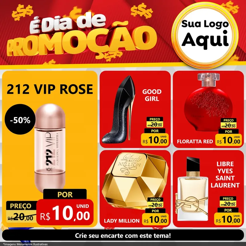 Modelo de Rede Social para Feed Facebook com o tema É Dia De Promoção para Perfumes
