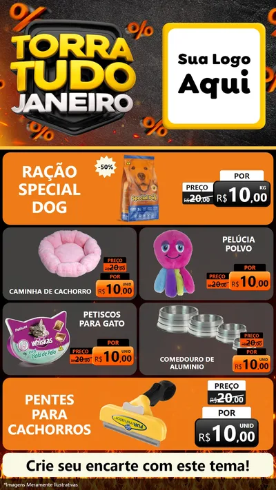 Modelo de TV para TV Vertical com o tema Torra Tudo Janeiro para Pet Shop