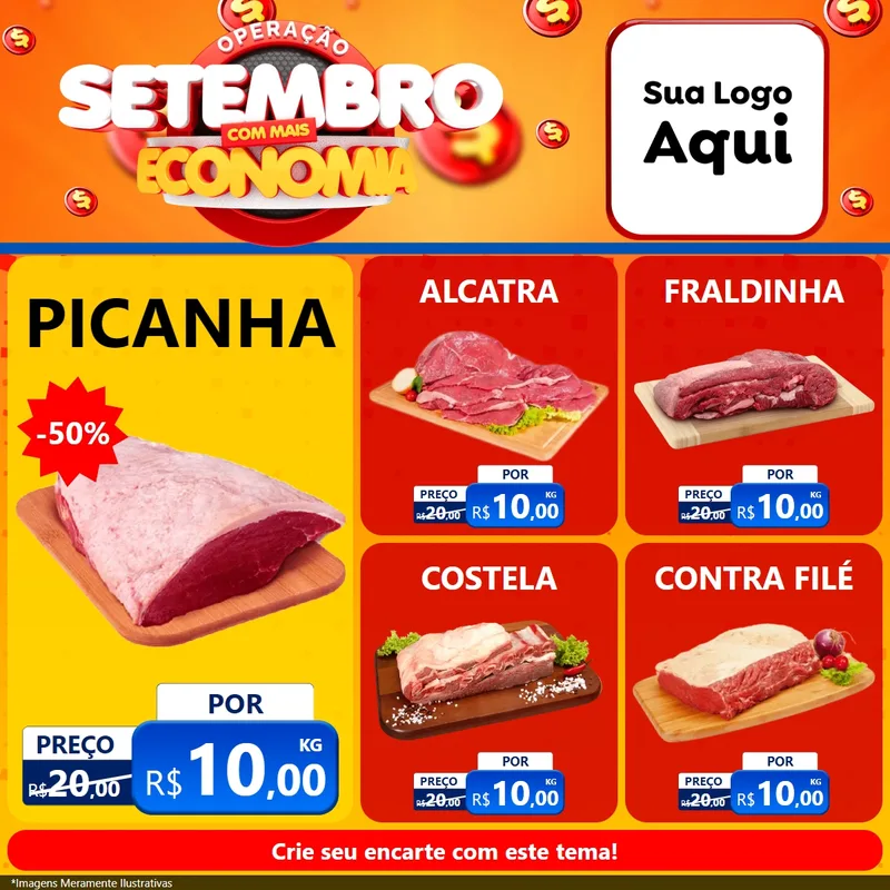 Modelo de Rede Social para Feed Facebook com o tema Operação Setembro Com Muita Economia para Açougue