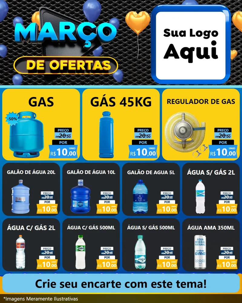 Modelo de Rede Social para Feed Instagram com o tema Março de Ofertas para Água e gás