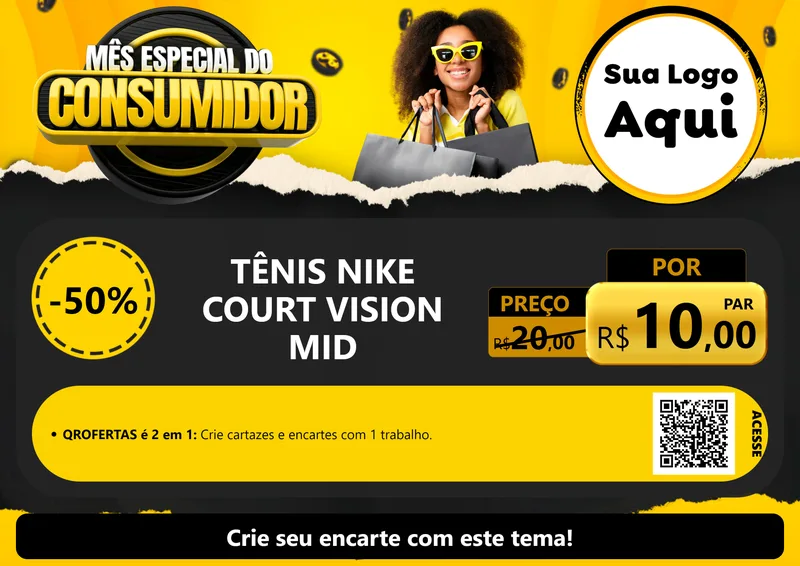 Modelo de Cartaz para Cartaz A4 Horizontal com o tema Mês Especial do Consumidor para Calçados