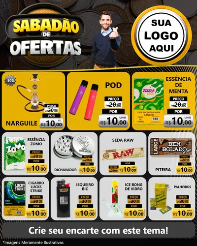 Modelo de Rede Social para Feed Instagram com o tema Sabadão de Ofertas para Tabacaria