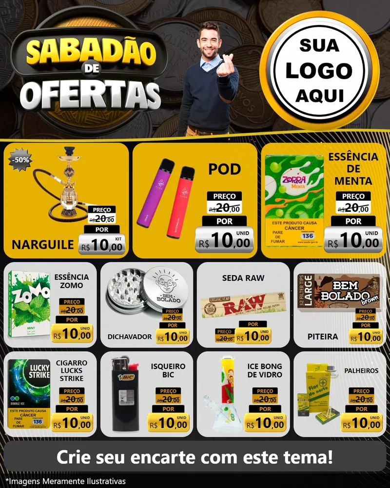 Modelo de Rede Social para Feed Instagram com o tema Sabadão de Ofertas para Tabacaria
