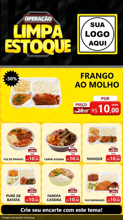 Modelo de Rede Social para Stories com o tema Operação Limpa Estoque para Restaurante
