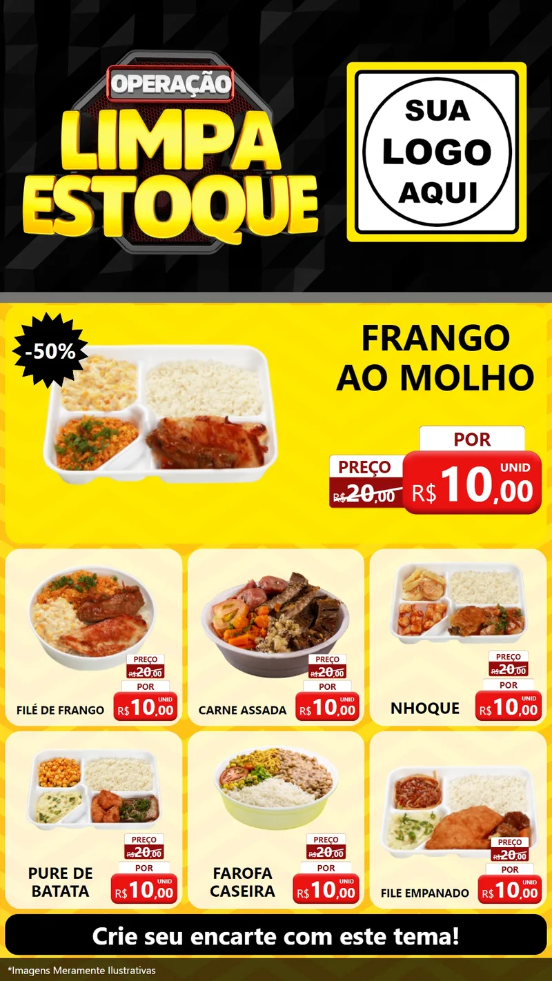 Modelo de Rede Social para Stories com o tema Operação Limpa Estoque para Restaurante